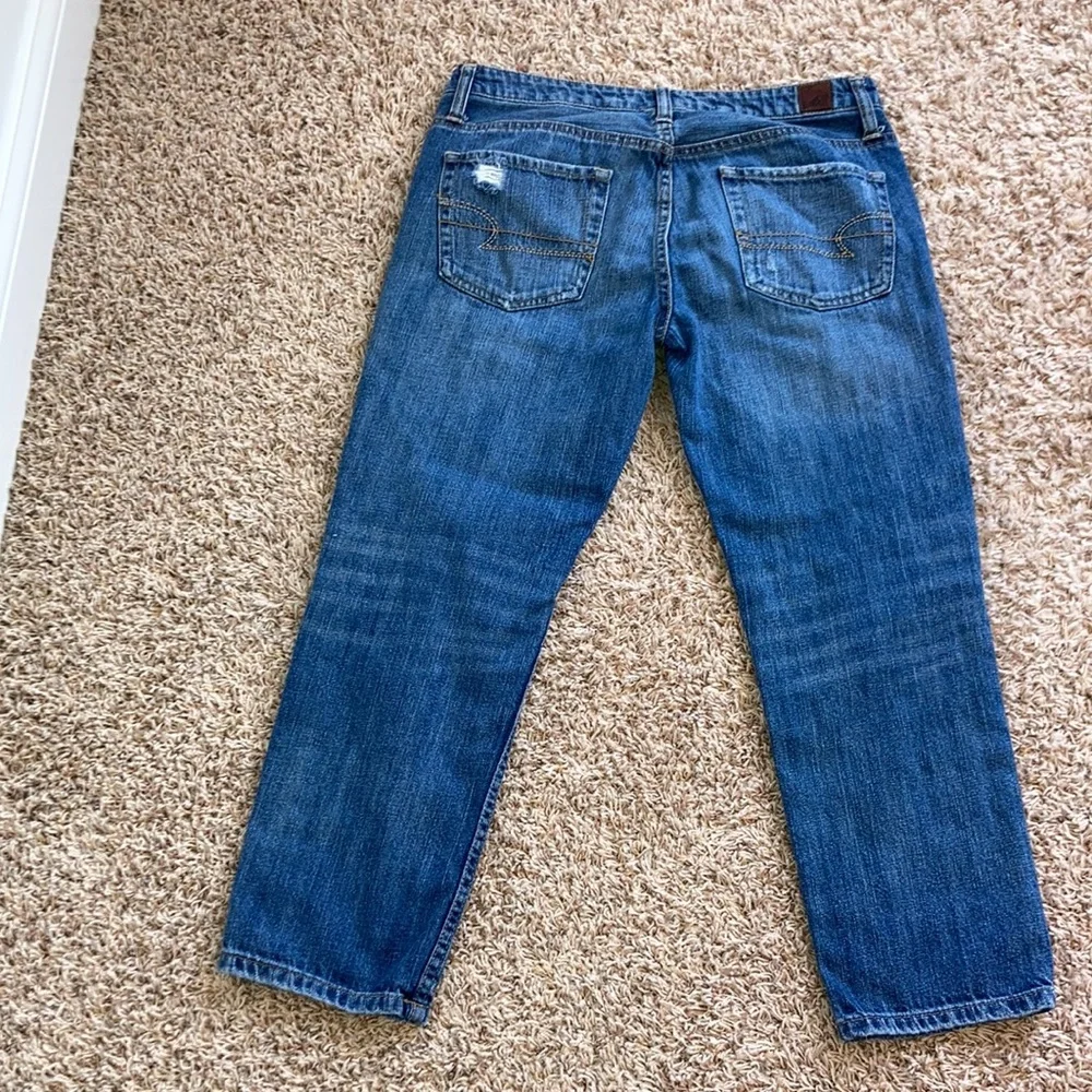 American eagle boyfriend 100% cotton distressed straight leg jeans sz 6 GUC - Picture 3 of 8